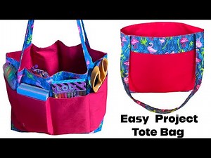 How To Sew A Project Tote Bag/Craft Storage Tote Bag With Multi- Pockets/Beginners Sewing Tutorial