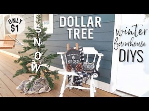 DIY DOLLAR TREE WINTER PORCH DECOR | FARMHOUSE STYLE DIY | AFTER CHRISTMAS DOLLAR TREE DIY DECOR