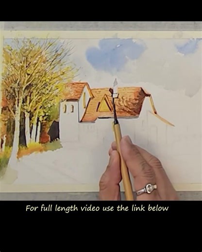 Painting a Sunlit House in Watercolor | Light, Shadow & Colorful Trees #art #painting #drawing