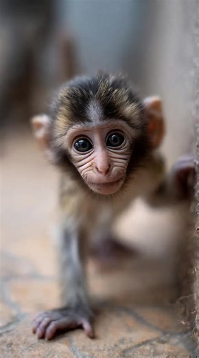 Baby Monkey Taking Tiny Steps A sweet baby monkey learning to walk — careful little steps, curious eyes, and a moment that feels gentle, pure, and heart-melting. #BabyMonkey #FirstSteps #CuteAnimals #AnimalMoments #ForYou