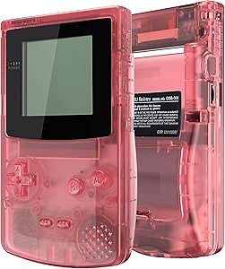 IPS Ready Upgraded eXtremeRate Cherry Pink Replacement Shell Full Housing Cover & Black Screen Lens for Gameboy Color – Fit for GBC OSD IPS & Regular IPS & Standard LCD – Console & IPS Screen Without
