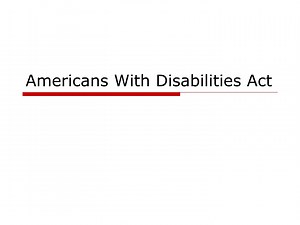 Americans With Disabilities Act - SlideServe