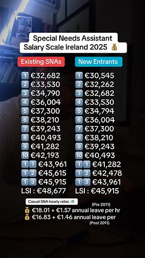Special Needs Assistant Salary Scale Ireland 2025 💰 👨🏻‍💻 Source : Department Of Education #DigitalDinny #SpecialNeedsAssistant #SNAs #Salary #SalaryIreland #SNA #EducationIreland #IrishEducation #PayScale #PublicService #SNAPay #SNASalary #SNACareers #SupportStaff #EducationSupport #EducationJobs #SchoolSupport #IrelandJobs #IrishJobs #PayRates #SalaryScale #EducationSector #WorkingInEducation | Digital Dinny