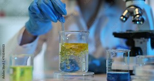 Chemical laboratory experiment density and liquid separation