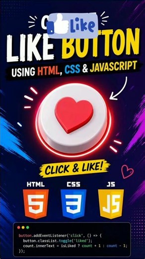 Build a Working Like Button From Scratch | HTML CSS JS Project#coding