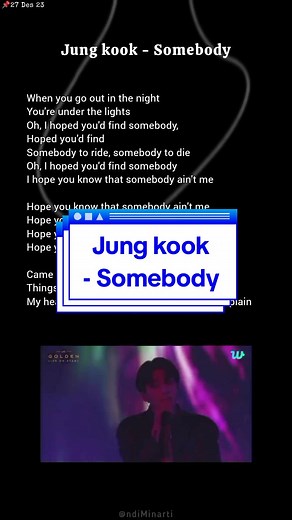 Jung kook - Somebody Lyrics