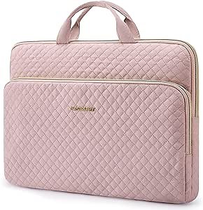 BAGSMART Laptop Case Compatible with 13-13.3 inch Notebook,Compatible with MacBook Pro 14 Inch,MacBook Air,Protective Carrying Bag with Pocket,Handles,Pink