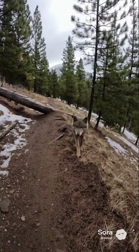 Wolf Steps Onto the Trail