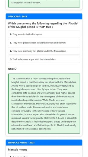 Mansabdari System: Structure, Zat and Sawar ranks, merits, and demerits