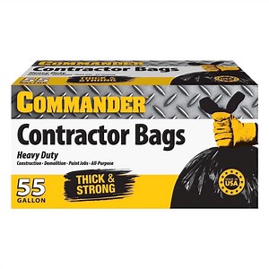 Commander 55 Gallon 3 MIL (eq) Heavy Duty Contractor Bags with Flap Ties - 36" x 56" with flaps - Pack of 10 - For Contractor, Industrial, & Outdoor
