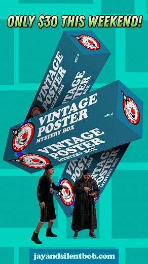 Yo, Silent Bob is dealing out Vintage Poster Mystery Boxes for just $30 this weekend only! Each one contains 4 pre-rolled Vintage Posters from movies such as Clerks, Mallrats, Chasing Amy, and Jay & Silent Bob Strike Back snoogans! Snag yours here little man 👉 https://bit.ly/VintagePosterBox #jayandsilentbob #posters #clerks #mallrats #chasingamy #jayandsilentbobstrikeback #kevinsmith #jaymewes | Jay and Silent Bob