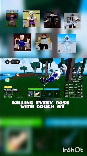 KILLING EVERY BOSS WITH DOUGH M1 ll kitsune #bloxfruit #roblox #giveawayyy #dough