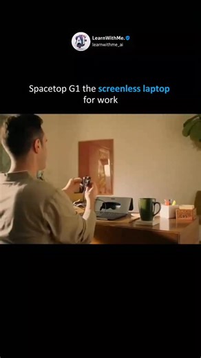 Learn Daily AI on Instagram: "Follow us (@learnwithme.ai ) , The Spacetop is a screenless laptop that uses augmented reality (AR) glasses (specifically Xreal) to create a 100-inch virtual display. It's a hardware-software combo, running on its own spatial OS, designed for productivity and multitasking by projecting multiple virtual screens into the user's view. Key features include a traditional keyboard and trackpad, a compact and lightweight design, and privacy-focused AR viewing. Follow @mesu