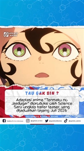 Trailer teaser terbaru untuk adaptasi anime dari manga “Tenmaku no Jaadugar” (Jaadugar: A Witch in Mongolia) dirilis, yang dijadwalkan tayang pada Juli 2026 dan dikerjakan oleh studio Science Saru. 𝐒𝐨𝐮𝐫𝐜𝐞: tenmaku_info #updateanime #anime #taugaksih #jaadugarawitchinmongolia #tenmakunojaadugar | Update Anime Indonesia