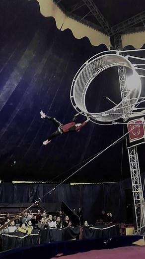 Aerial Acrobatics Performance in Circus Tent