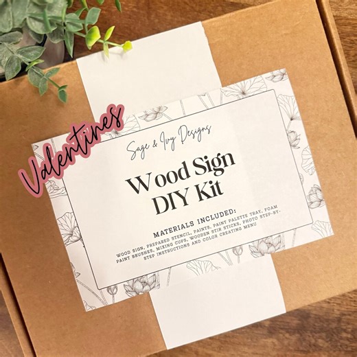 Wood Sign DIY Kit: Valentines Craft With Stencil (8x8), Paints and Tools, Crafting Gift - Etsy