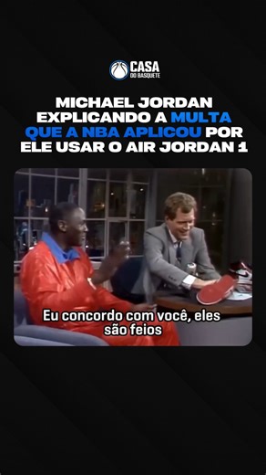 Essa entrevista de Michael Jordan com David Letterman é icônica demais, assim como a multa que a NBA aplicou a MJ por usar o Air Jordan 1! 😅 A Nike pagou a multa e o modelo de tênis se tornou tão popular que virou uma marca dentro do portfólio da empres o resto é história! 🔥 | Casa do Basquete