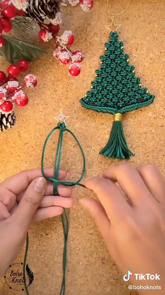 DIY Macrame Christmas Tree Ornament Tutorial