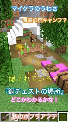 【マイクラアプデ速報】廃キャンプのひみつ？銅チェストが巧みに隠されているってホント？！捜索してみよう // Snapshot7 Ver 26.3 「Dappled Forest」 #shorts