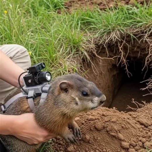 Burrow Boss — Groundhog on Guard Near the entrance of its underground home, a groundhog stands alert, watching the surroundings carefully. These sturdy burrowing mammals are experts at digging complex tunnel systems that provide shelter and protection from predators. Groundhogs spend much of their time foraging for grasses, roots, and plants, but they always remain cautious of danger nearby. Their burrows are not just homes but safe hideouts in the wild landscape. This close-up moment reveals th