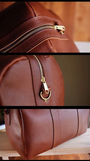 Making a Leather Duffel Bag from scratch #diy #leathercraft #sewing #bagmaker