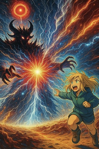 Created existence 1st explodes in progenitor Big Bang. It begins cycle of birth, evolution, & renewal, recreating itself outward in fractal unfoldings from 1st embers. Big Bang destroys consciousness. With roar that echoes through space, it unleashes devastating volcano eruptions that send torrents of molten rock hurtling to obliterate everything in their path. You & Elana flash from existence, no longer to be found. You had no time to react, despite following along plasma cycle. There is nothin