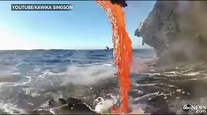 550K views · 10K reactions | WATCH: Rare video shows a "very unique, dangerous and up-close angle" of lava flowing into a calm Pacific Ocean near Hawai’i Volcanoes Nat'l Park, videographer Kawika Singson says. The striking video was recorded in Feb. 2013. | Good Morning America | Facebook
