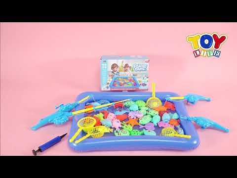 TOY Life Magnetic Fishing Game for Toddlers with 4 Toy Fishing Pole Floating Toy Fish