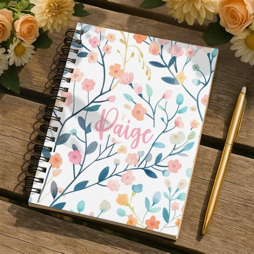 Pastel Floral Spiral Notebook, Lined Notebook - Etsy