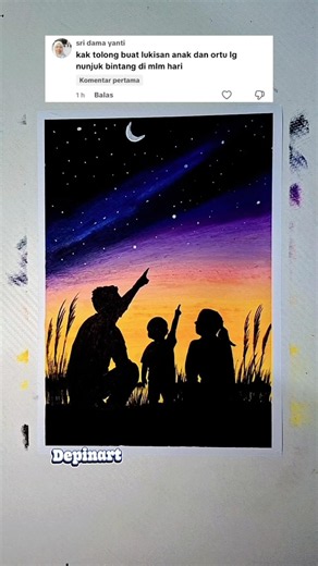 🎨 How to Draw & Color a Night Sky Silhouette | Depinart #art