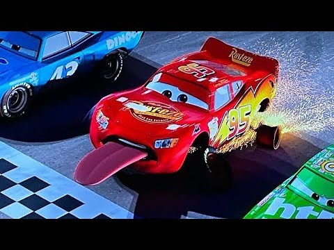 🎬 Lightning McQueen Wins by His Tongue?! 🏁💥 Epic Finish After Tyre Explosion! | Cars Movie Moment