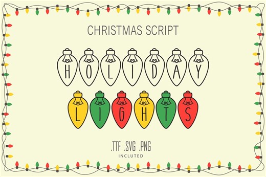 Christmas Lights Font Holiday Lights Font Christmas Lightbulb Letters Christmas Holiday Font Fancy Christmas Font for Cricut Canva Procreate - Etsy