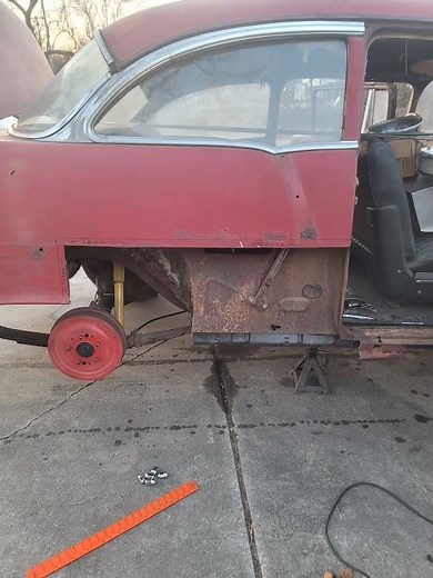 1955 Chevy Belair half quarter panel repair