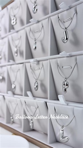 Puffy balloon-style letters—soft, cute, and full of charm. Each one carries a piece of your mood. Wear it, and let happiness float on your chest.🥰🥰🥰#GGIRLJEWELRY #fyp #jewelry #necklace #letternecklace