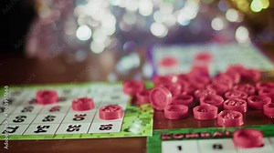 New Years Eve Game Bingo Tombala Played for Money or Fun Stock Video