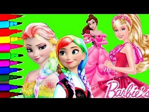 DISNEY FROZEN BARBIE PRINCESS Compilation Peppa Pig Barbie Fairytopia Coloring Pages Video For Kids