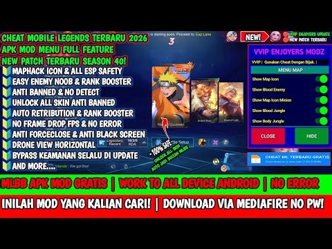 CHEAT ML TERBARU 2026 | MOD MENU APK UNLOCK ALL SKIN MLBB | VVIP ENJOYER MOBILE LEGENDS