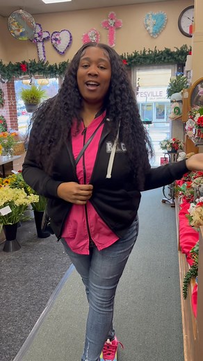 This lovely young lady came in to tell a joke but because that contest had already ended , she sang for us instead ! Love it ❤️ | Coatesville Flower Shop