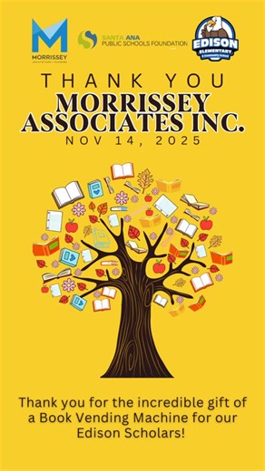 Thomas Edison on Instagram: "🙌🏻Today was our first day back from Winter Break, and we were excited to jump right back into learning! We also want to take a moment to give a huge THANK YOU to Morrissey Associates Inc. for their incredible generosity in donating our very own Edison Book Vending Machine.🎉📖 📚Through Beanstack, students can earn FREE books by reading and logging their minutes. Once students reach 3,000 minutes (about 15 minutes of reading per day), they get to pick a book from t