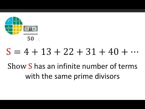 S = 4+13+22+31+40+⋯ Show S has an infinite number terms with the same prime divisors
