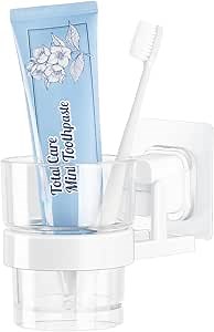 Toothbrush Holder for Bathroom, Shower, Sink, Countertop, Easy Installation, No Drilling, No Glue, Wall Mounted, Home Decor Essentials, White