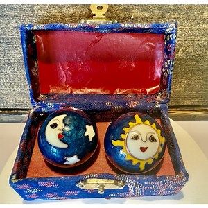Chinese Baoding Balls Stress Exercise Chime Set Sun Moon Yin Yang Box - Video - Etsy