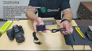 Gonine for Canon LP-E6 LP-E6N LP-E6NH Dummy Battery and ACK-E6 AC Power Adapter Kit, fit for Canon EOS R R5 R5C R6 R7, 90D 80D 70D 60D, 7D 6D, 6D Mark II, 7D Mark II, 5D Mark II III IV Cameras.