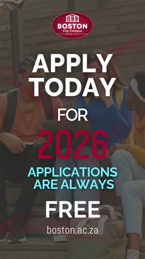 Boston City Campus on Instagram: "It’s Januworry season… unless you’re applying at Boston!😉 Applications are OPEN and ALWAYS FREE 🎉 No application fees. No fine print. Just the first step towards your future 🎓 Apply today 👉https://www.boston.ac.za/apply/ #January #Janworry #FreeApplications #NoHiddenFees #YourFutureStartsNow #NewYearNewGoals #BostonCityCampus #50SupportCentresNationwide"