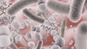 Healthy microbiome changes into unhealthy. 3D animation pulling out....
