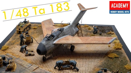 爱德美 1/48 福克沃尔夫Ta 183"乌鸦"纳粹喷气战机模型制作