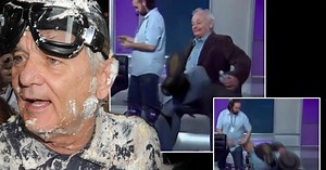 Watch Bill Murray FALL off his chair during live TV appearance after drinking wine