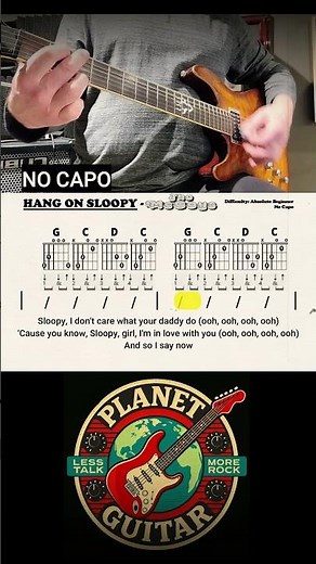 How to Play "HANG ON SLOOPY" by The McCoys (No Capo) | Absolute Beginner Guitar Play-Along + TAB