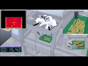 Robotics Simulation: Adept Quattro Handling Food in V-REP