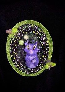 Space Derp Alien Katze - Wandskulptur Mixed Media Plakette - Etsy.de